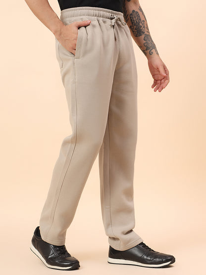 Track Pants for Men | Breathable & Soft with Color Fastness Regular Fit Fleece Fabric Solid Pattern Drawstring Closure