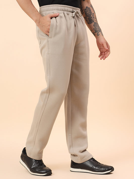 Track Pants for Men | Breathable & Soft with Color Fastness Regular Fit Fleece Fabric Solid Pattern Drawstring Closure