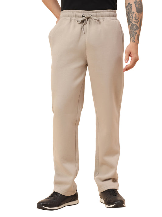 Track Pants for Men | Breathable & Soft with Color Fastness Regular Fit Fleece Fabric Solid Pattern Drawstring Closure