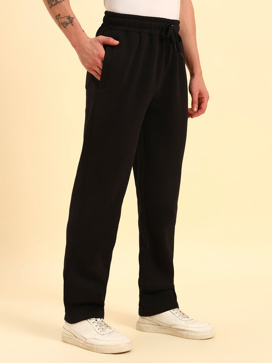 Track Pants for Men | Breathable & Soft with Color Fastness Regular Fit Poly Cotton Fabric Solid Pattern Drawstring Closure