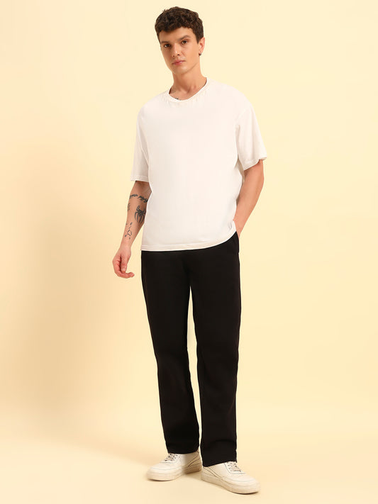 Track Pants for Men | Breathable & Soft with Color Fastness Regular Fit Poly Cotton Fabric Solid Pattern Drawstring Closure