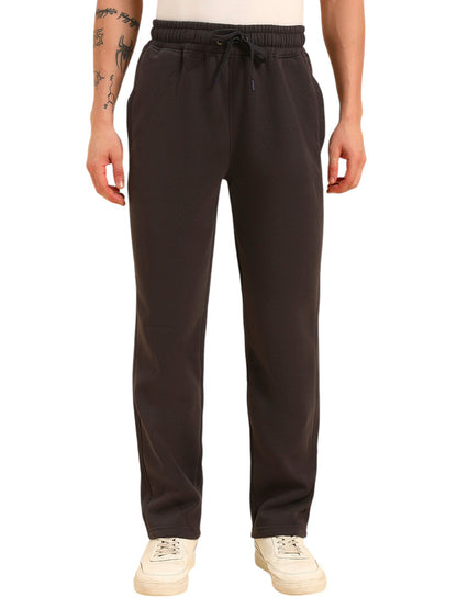 Track Pants for Men | Breathable & Soft with Color Fastness Regular Fit Poly Cotton Fabric Solid Pattern Drawstring Closure