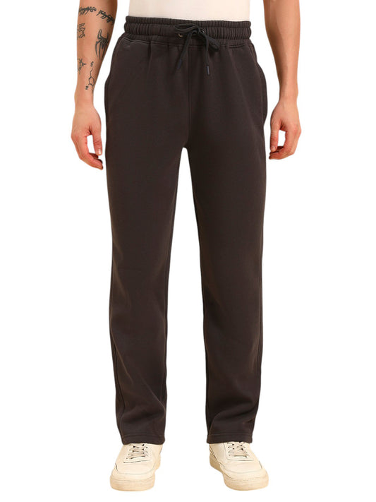 Track Pants for Men | Breathable & Soft with Color Fastness Regular Fit Poly Cotton Fabric Solid Pattern Drawstring Closure