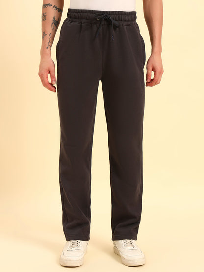 Track Pants for Men | Breathable & Soft with Color Fastness Regular Fit Poly Cotton Fabric Solid Pattern Drawstring Closure