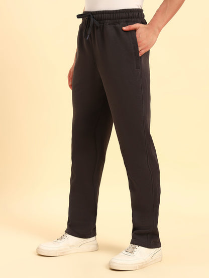 Track Pants for Men | Breathable & Soft with Color Fastness Regular Fit Poly Cotton Fabric Solid Pattern Drawstring Closure