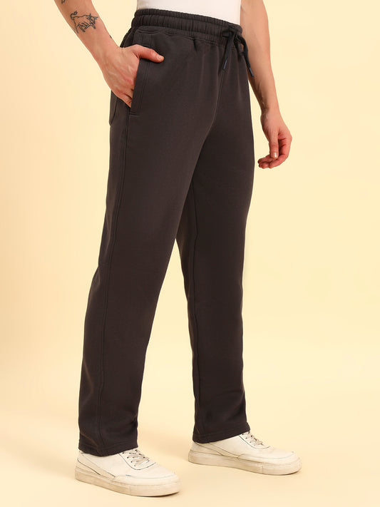 Track Pants for Men | Breathable & Soft with Color Fastness Regular Fit Poly Cotton Fabric Solid Pattern Drawstring Closure