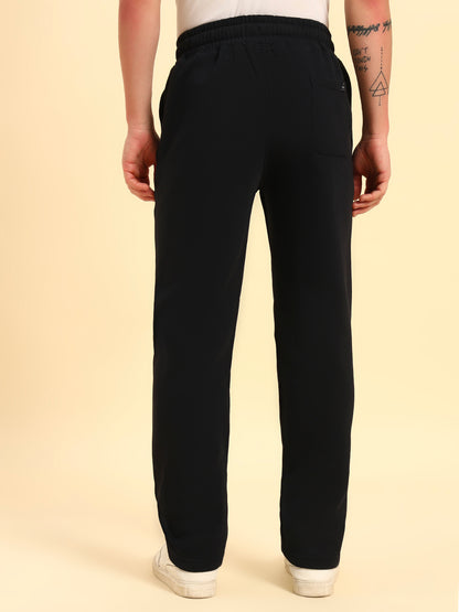 Track Pants for Men | Breathable & Soft with Color Fastness Regular Fit Poly Cotton Fabric Solid Pattern Drawstring Closure