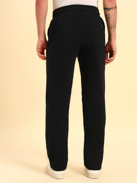 Track Pants for Men | Breathable & Soft with Color Fastness Regular Fit Poly Cotton Fabric Solid Pattern Drawstring Closure