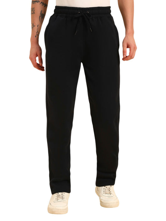Track Pants for Men | Breathable & Soft with Color Fastness Regular Fit Poly Cotton Fabric Solid Pattern Drawstring Closure