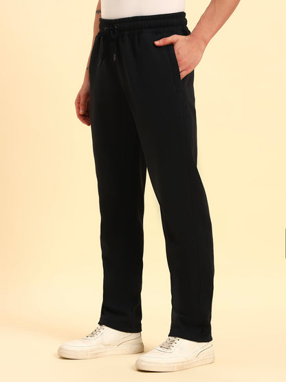 Track Pants for Men | Breathable & Soft with Color Fastness Regular Fit Poly Cotton Fabric Solid Pattern Drawstring Closure