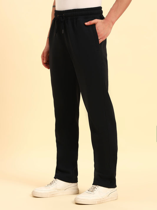 Track Pants for Men | Breathable & Soft with Color Fastness Regular Fit Poly Cotton Fabric Solid Pattern Drawstring Closure
