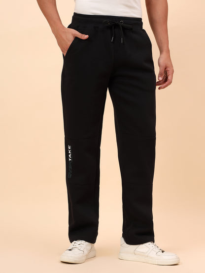 Track Pants for Men | Breathable & Soft with Color Fastness Regular Fit Fleece Fabric Solid Pattern Drawstring Closure