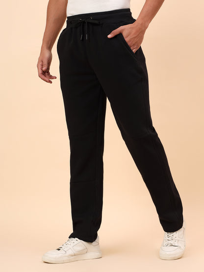 Track Pants for Men | Breathable & Soft with Color Fastness Regular Fit Fleece Fabric Solid Pattern Drawstring Closure
