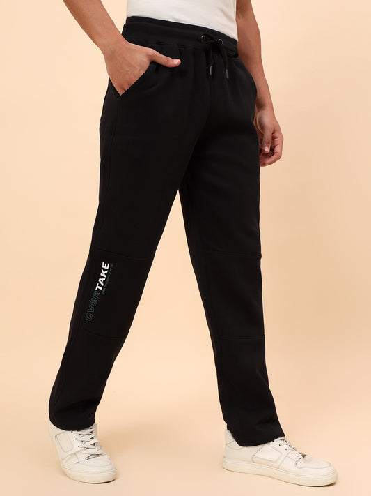 Track Pants for Men | Breathable & Soft with Color Fastness Regular Fit Fleece Fabric Solid Pattern Drawstring Closure