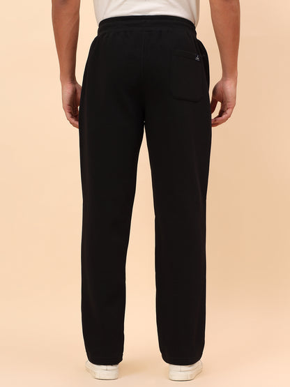 Track Pants for Men | Breathable & Soft with Color Fastness Regular Fit Fleece Fabric Solid Pattern Drawstring Closure