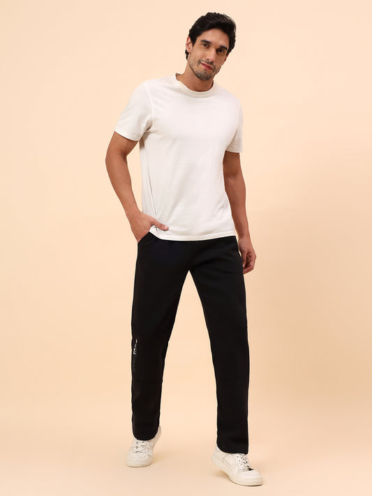 Track Pants for Men | Breathable & Soft with Color Fastness Regular Fit Fleece Fabric Solid Pattern Drawstring Closure