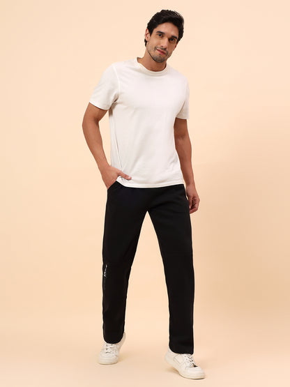 Track Pants for Men | Breathable & Soft with Color Fastness Regular Fit Fleece Fabric Solid Pattern Drawstring Closure