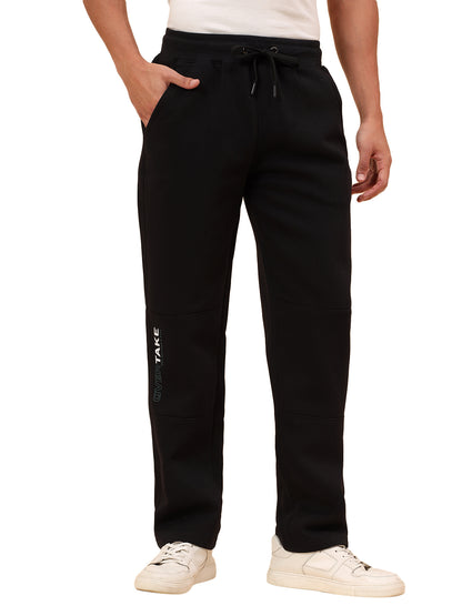 Track Pants for Men | Breathable & Soft with Color Fastness Regular Fit Fleece Fabric Solid Pattern Drawstring Closure