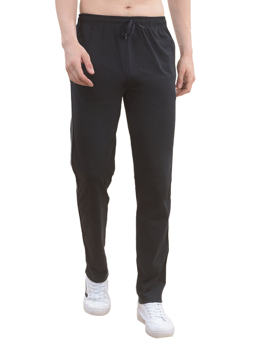 Track Pants for Men l Breathable & Soft with Color Fastness Regular Fit Poly Cotton Solid Pattern Drawstring Closure