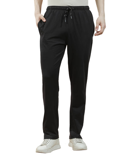 Track Pants for Men l Breathable & Soft with Color Fastness Regular Fit Cotton Blend Solid Pattern Drawstring Closure