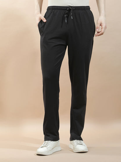 Track Pants for Men l Breathable & Soft with Color Fastness Regular Fit Cotton Blend Solid Pattern Drawstring Closure