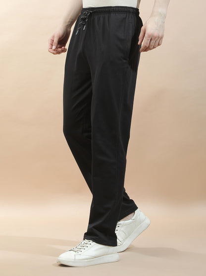 Track Pants for Men l Breathable & Soft with Color Fastness Regular Fit Cotton Blend Solid Pattern Drawstring Closure