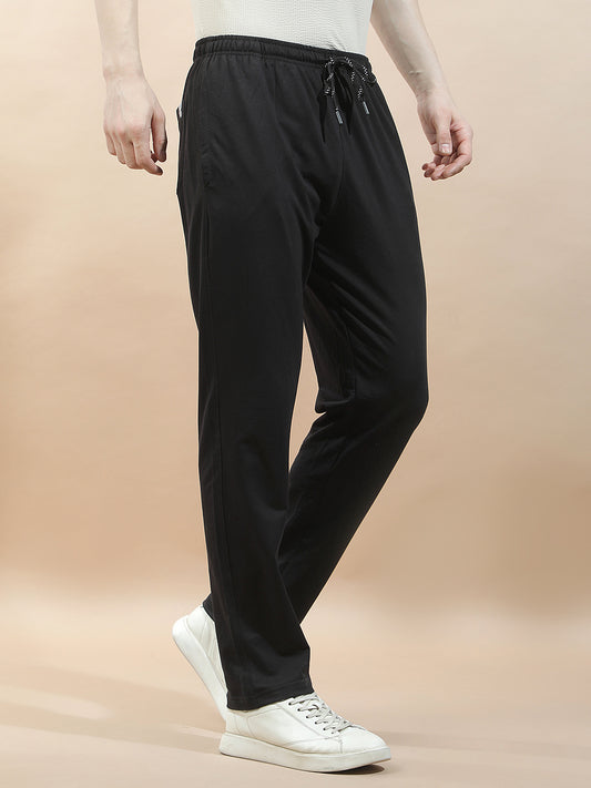 Track Pants for Men l Breathable & Soft with Color Fastness Regular Fit Cotton Blend Solid Pattern Drawstring Closure