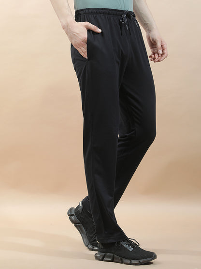 Track Pants for Men l Breathable & Soft with Color Fastness Regular Fit Cotton Blend Solid Pattern Drawstring Closure