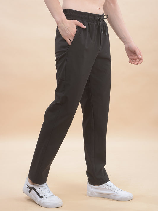 Track Pants for Men l Breathable & Soft with Color Fastness Regular Fit Polyester Solid Pattern Drawstring Closure