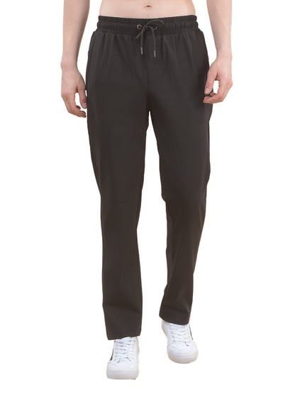 Track Pants for Men l Breathable & Soft with Color Fastness Regular Fit Polyester Solid Pattern Drawstring Closure