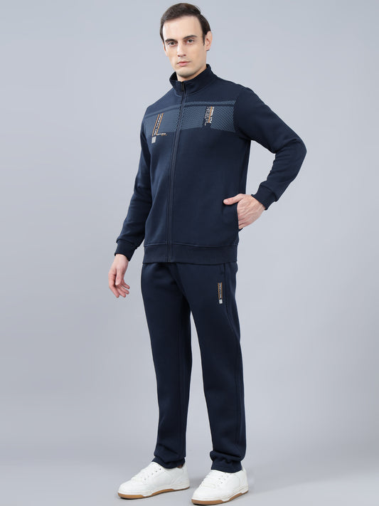 Men's Blue Printed Winter Track Suit