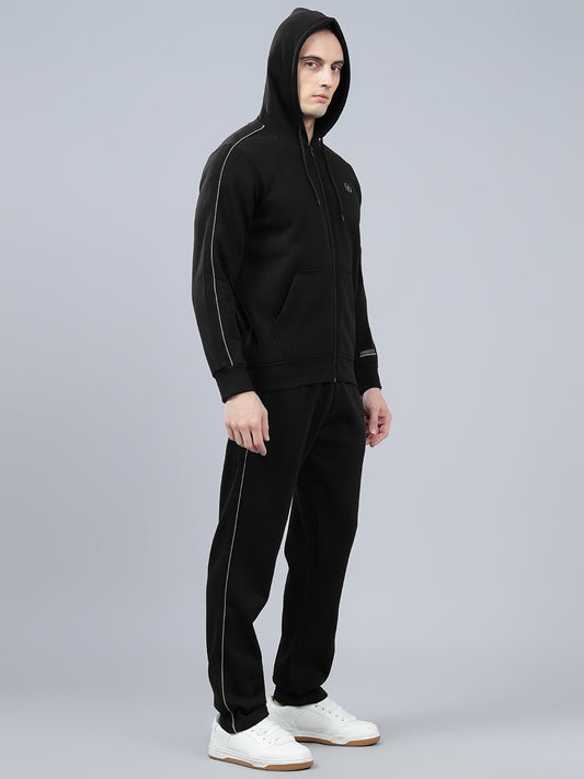 Men's Black Solid Winter Track Suit