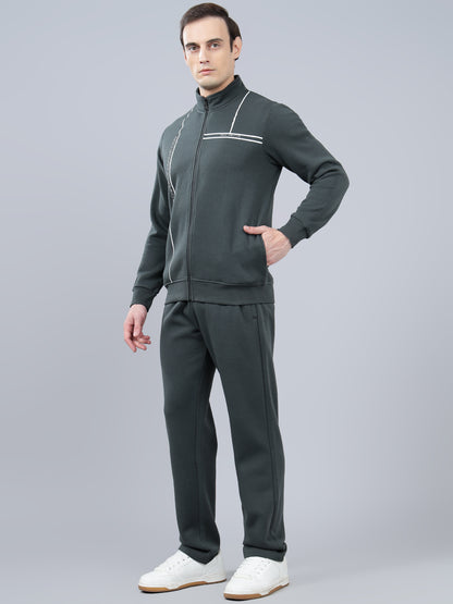 Men's Grey Printed Winter Track Suit
