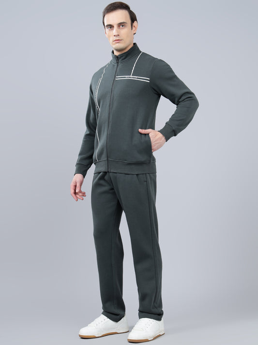 Men's Grey Printed Winter Track Suit