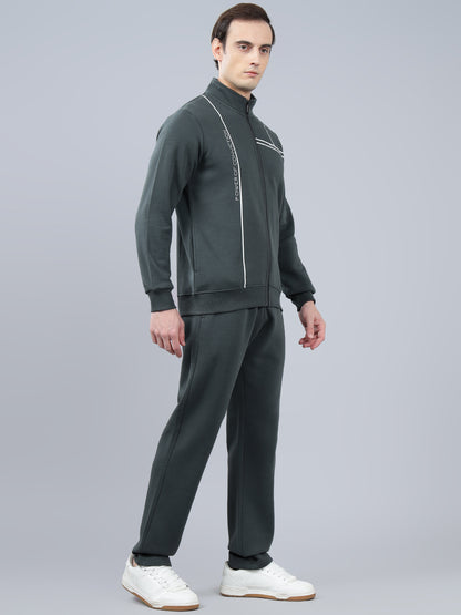 Men's Grey Printed Winter Track Suit