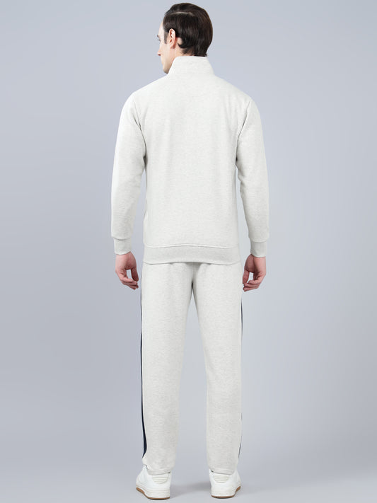 Men's Ecru Solid Winter Track Suit