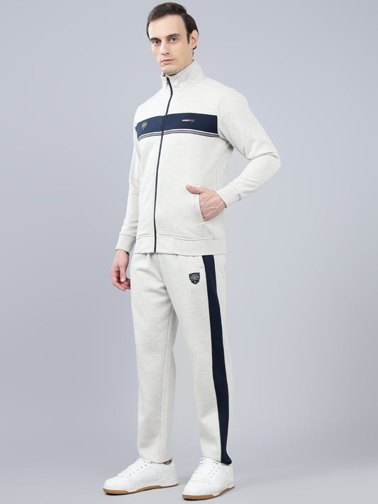 Men's Ecru Solid Winter Track Suit