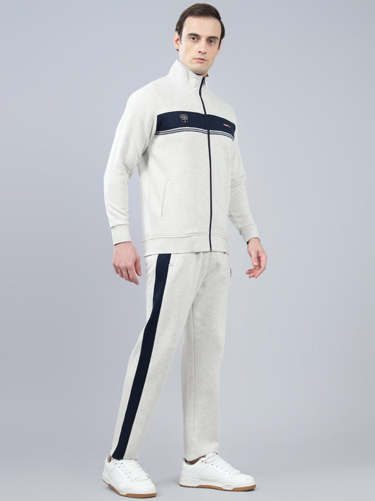 Men's Ecru Solid Winter Track Suit