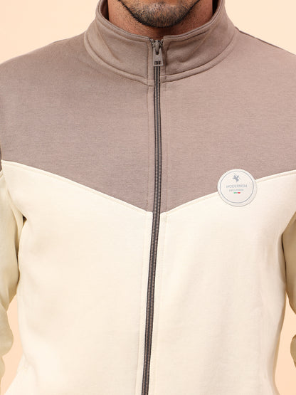 Track Suit for Men | Winter Wear Mock Collar with Full Zipper Upper Poly Cotton Fabric Colour Block Pattern