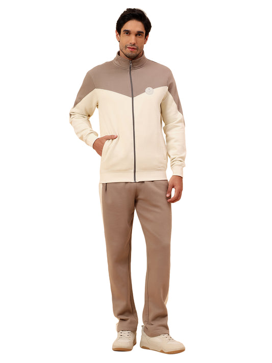 Track Suit for Men | Winter Wear Mock Collar with Full Zipper Upper Poly Cotton Fabric Colour Block Pattern