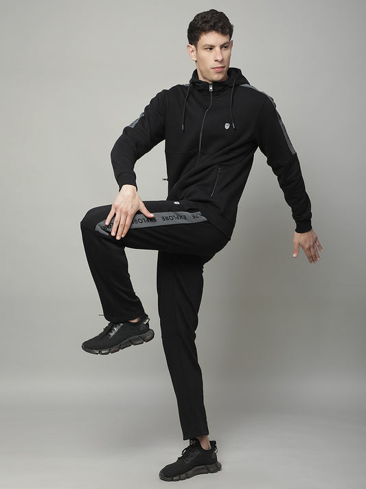 Track Suit for Men | Winter Wear Hooded Neck With Full Zipper Poly Cotton Fabric Solid Pattern
