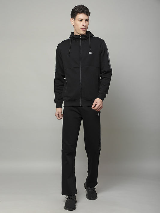 Track Suit for Men | Winter Wear Hooded Neck With Full Zipper Poly Cotton Fabric Solid Pattern