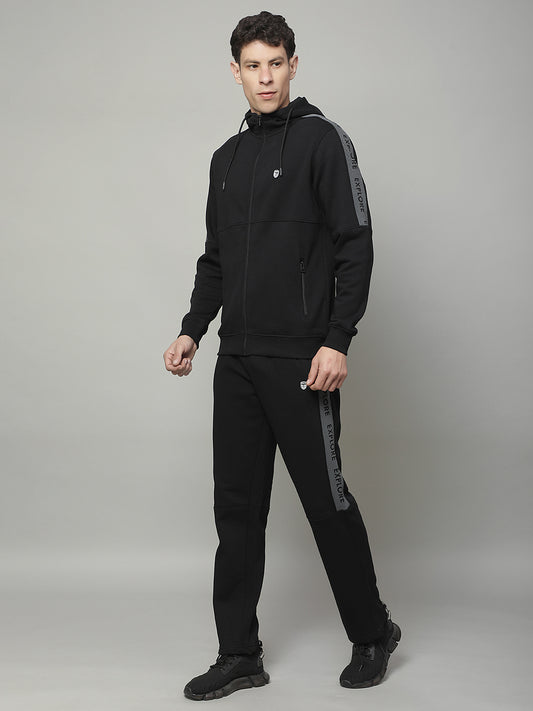 Track Suit for Men | Winter Wear Hooded Neck With Full Zipper Poly Cotton Fabric Solid Pattern