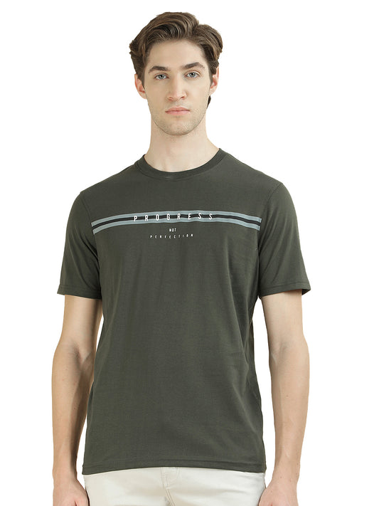 T-Shirt for Men | Breathable & Soft with Color Fastness Regular Fit Round Neck Poly Cotton Fabric Printed Pattern
