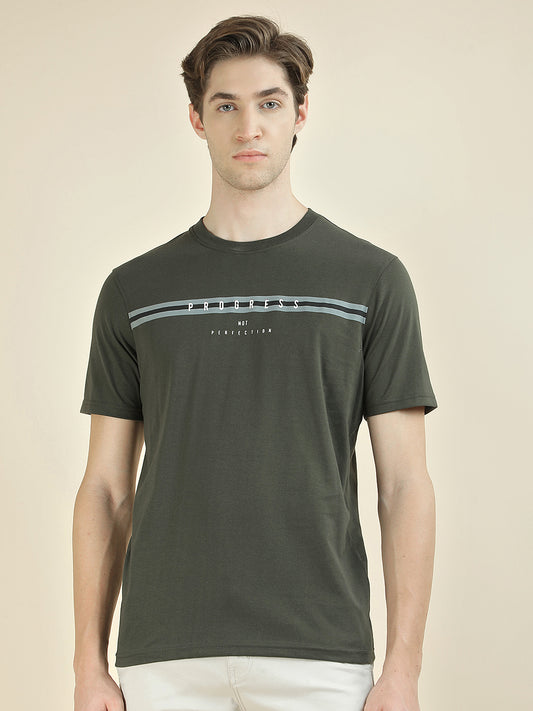 T-Shirt for Men | Breathable & Soft with Color Fastness Regular Fit Round Neck Poly Cotton Fabric Printed Pattern