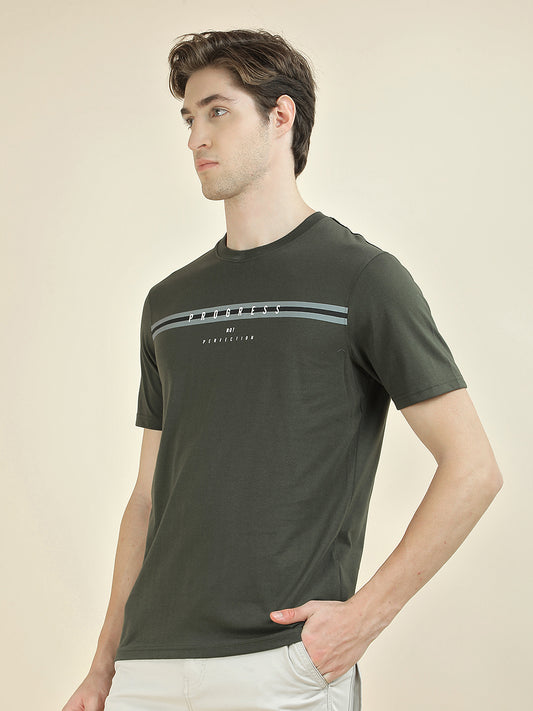 T-Shirt for Men | Breathable & Soft with Color Fastness Regular Fit Round Neck Poly Cotton Fabric Printed Pattern