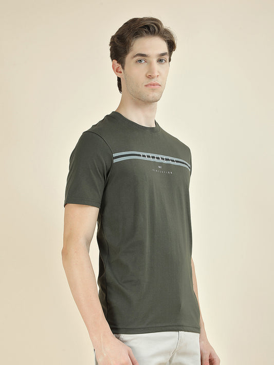 T-Shirt for Men | Breathable & Soft with Color Fastness Regular Fit Round Neck Poly Cotton Fabric Printed Pattern