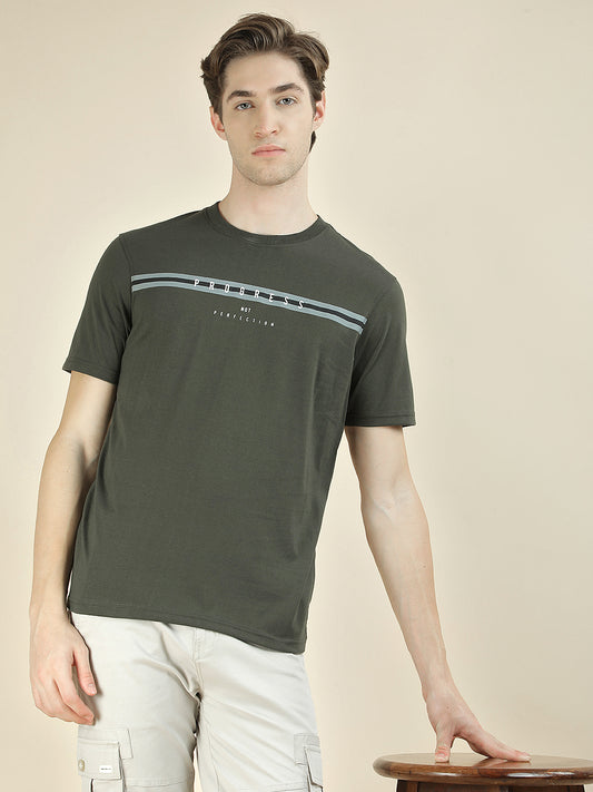 T-Shirt for Men | Breathable & Soft with Color Fastness Regular Fit Round Neck Poly Cotton Fabric Printed Pattern