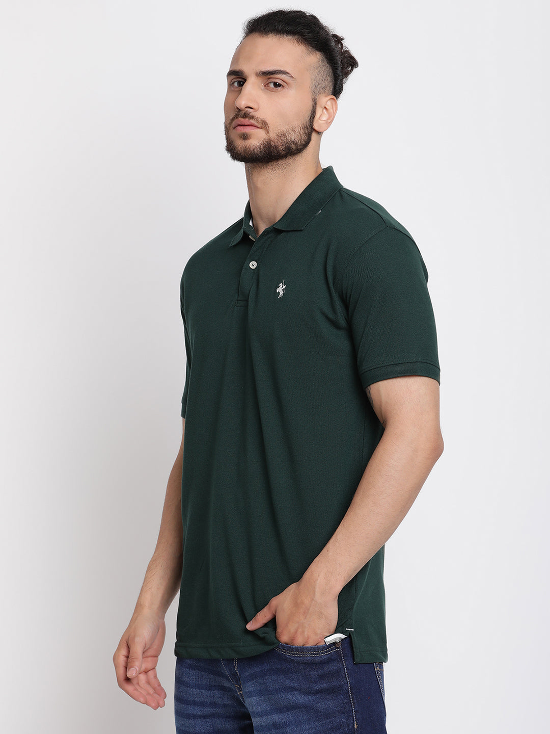 Cantabil Men's Bottle Green T-Shirt (6764903497867)