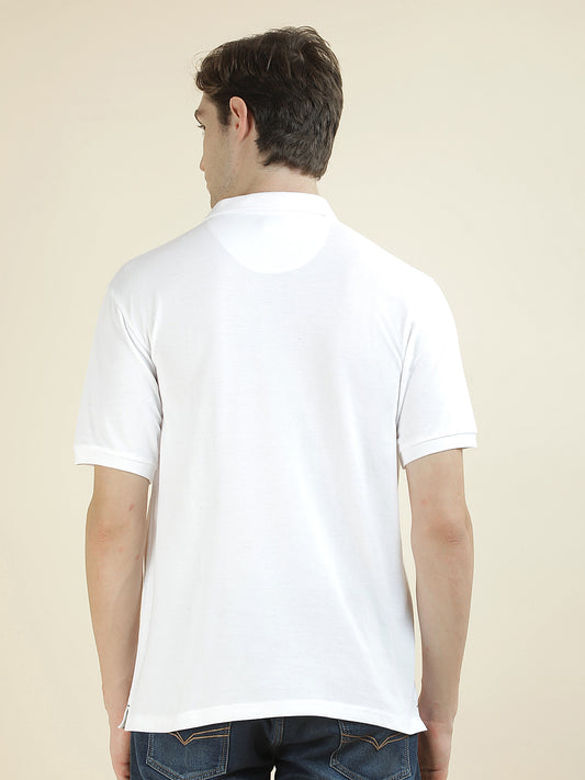 T-Shirt for Men | Breathable & Soft with Color Fastness Regular Fit Polo Neck Poly Cotton Fabric Solid Pattern